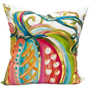 Golden Whimsical Pumpkin Pillow