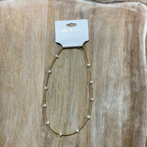 Gold Bead Pearl Choker