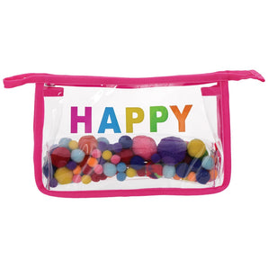 Happy Clear Cosmetic Bag with Pom