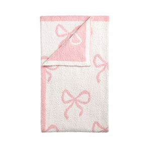 Pink and White Chenille Blanket