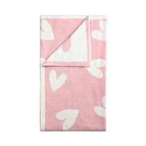 Pink and White Chenille Blanket