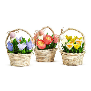Easter Flower Basket with Egg Decor