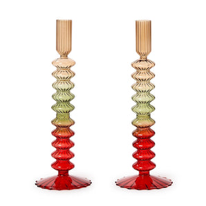 Holiday Ombre Blown Glass Candlestick