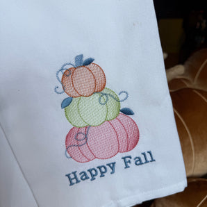 Happy Fall Stacked Pumpkin Towel