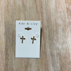 Large Bling Cross Studs