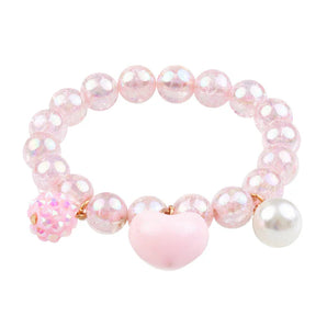 Pink Heart Bobble Bracelet