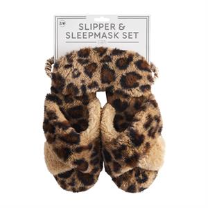 Leopard Slipper and Mask Set