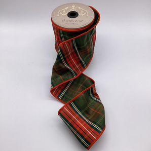 D Stevens 4" Red Tartan Plaid Ribbon