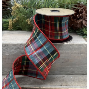 D Stevens 1.5” Blue/Black Tartan Ribbon