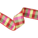 2.5" Green/Pink/Red Check Ribbon