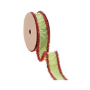 1" Green Apple Ribbon with Red Fringe