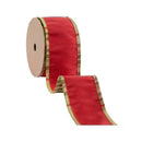 2.5" Red Dupioni with Plaid Piping and Backing Ribbon