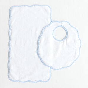 Terry Tots Blue Gingham Bib & Burp