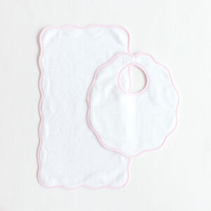 Terry Tots Pink Gingham Bib & Burp