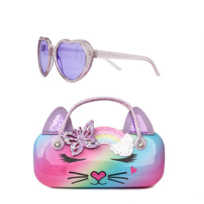 Bella Kitty Cat Rainbow Ombre Sunglasses and Case