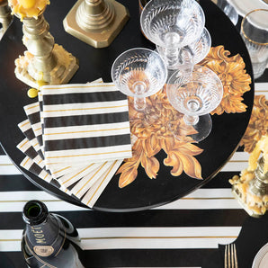 Black and Gold Awning Stripe Cocktail Napkin