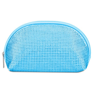 Blue Rhinestone Oval Cosmetic Bag