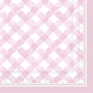 GINGHAM COCKTAIL NAPKIN LIGHT ROSE