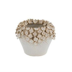 Small White Floral Pot