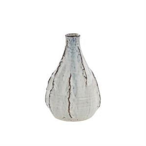 Small White Ribbed Vase