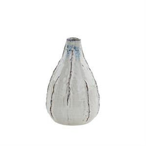 Large White Ribbed Vase