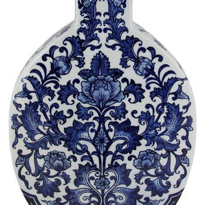 Blue and White Flat Vase