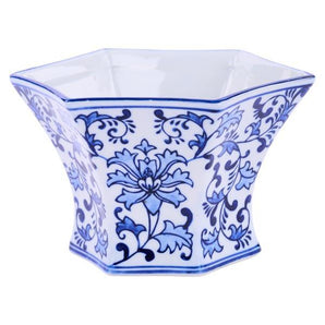 Blue and White Porcelain Hexagon Vase