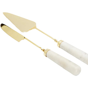 Gold Cake Servers With Marble