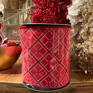 D Stevens 4" Satin Red Glitter Ribbon