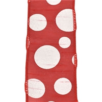 2.5" Faux Dupioni Red with Dots Ribbon