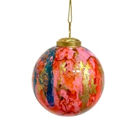 Multi Color Watercolor Glass Ball Ornament