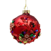 Red Ornate Gem Print Ornament