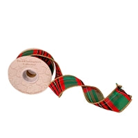 1.5" Traditional Plaid Ribbon with Gold Edge