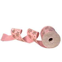 4" Pink Crushed Velvet Snowflake Ribbon