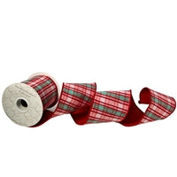 4" Red/Aqua/Pink Plaid Ribbon