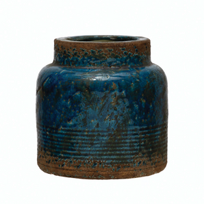 Distressed Blue Terra Cotta Vase