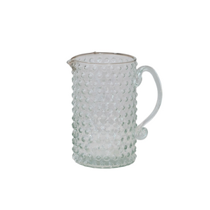 Hand Blown Glass Hobnail Pitcher