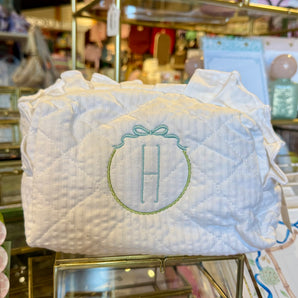 Bow Top Initial Cosmetic Bag