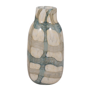 Flouressa Blue and Tan Glass Vase