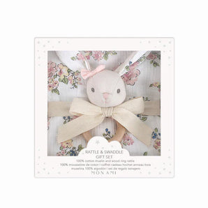 Mon Ami Parisian Floral Muslin Swaddle Bunny Set