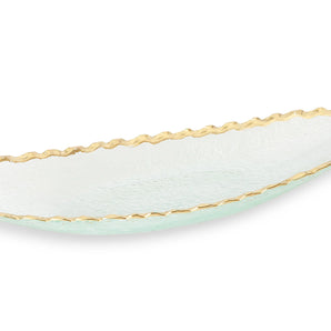 Gold Edge Glass Oval Tray