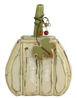 Cream Wood Tin Pumpkin