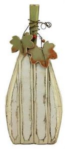 15" Cream Wooden Pumpkin