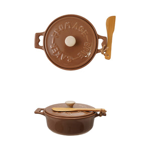 Brown Stoneware Brie Baker