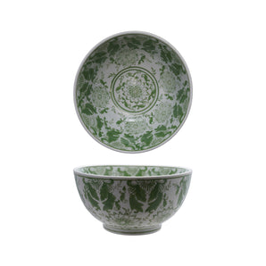 Green Floral Stoneware Bowl