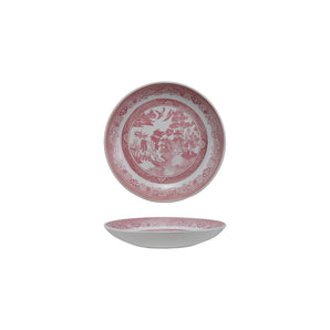 Pink and White Stoneware Plate