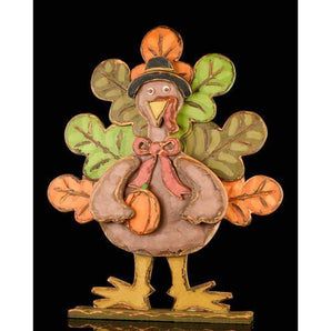Wooden Turkey with Pumpkin