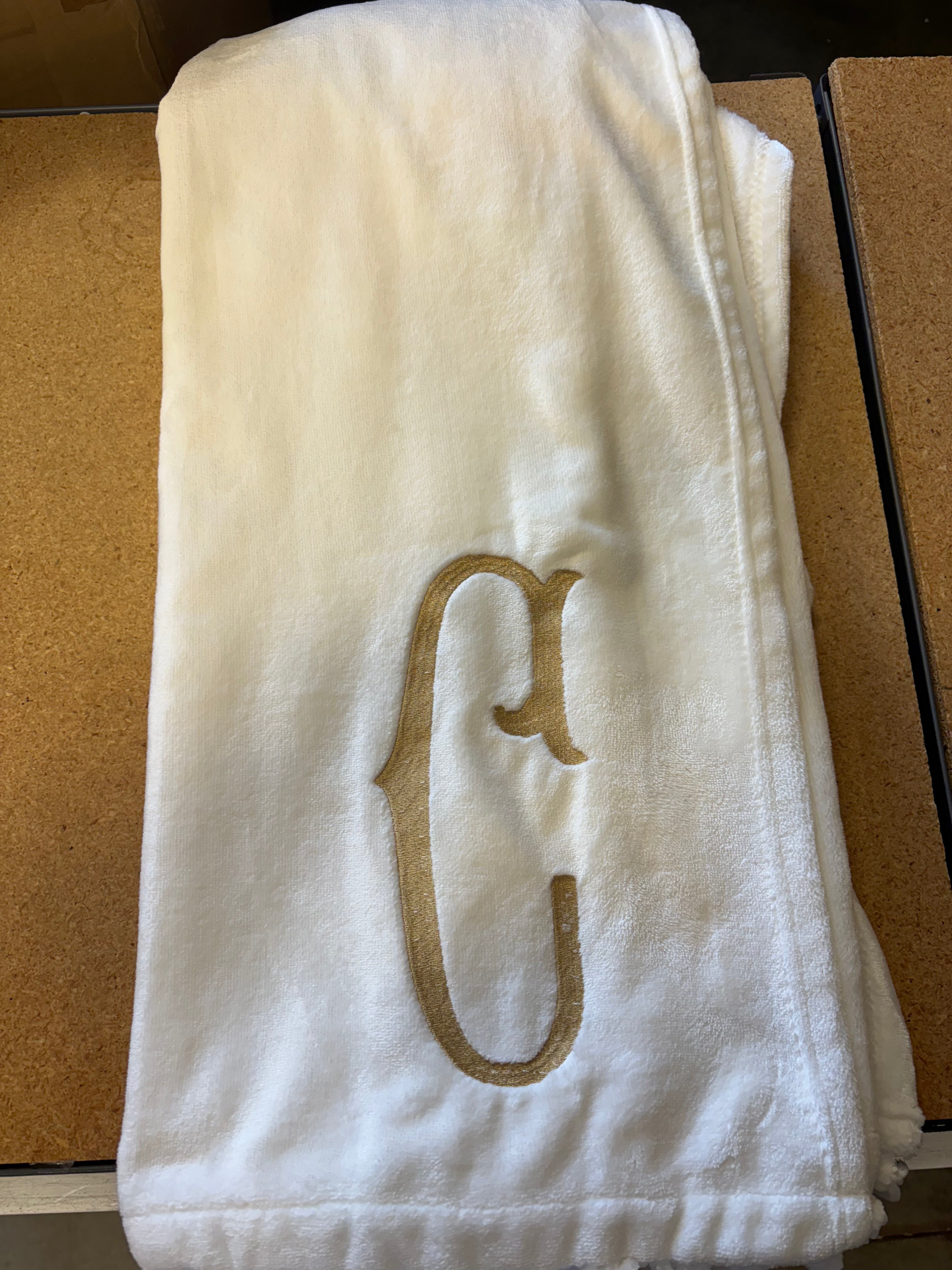 Gold Ivory Initial Throw - E