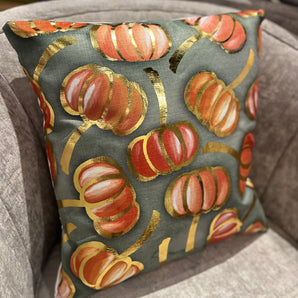 Golden Falling Pumpkins Pillow