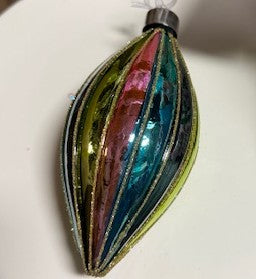 Fluted Rainbow TearDrop Ornament